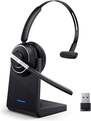 Bluetooth Headset, V5.2 Computer Headset with Noise Cancelling Mic.