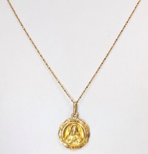 18K Gold Christ Medal W/Chain, 20''long