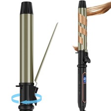 Curling Iron - Professional Manual Salon Rotating 1 Inch 1.25 Inch, Black 