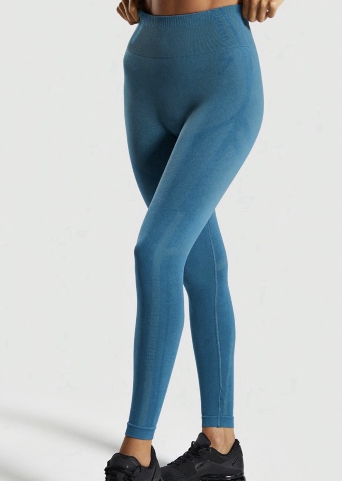 Gymshark teal blue high-waisted seamless leggings in medium