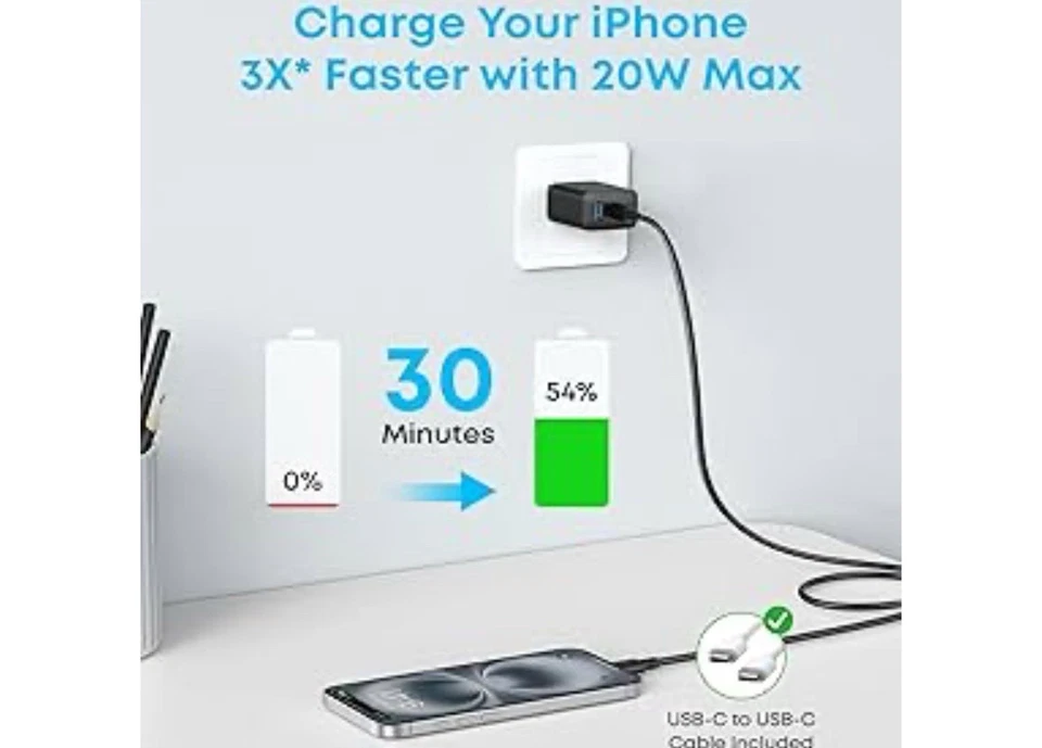 🔥✅ANKER iPhone 16 Charger, 2-Pack 20W Fast USB C Charger Block - Image 3 of 4