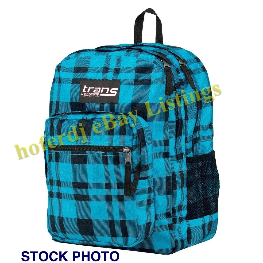 JanSport Trans Supermax Black Blue Plaid Backpack 2200 Cu . In. NEW With Tags