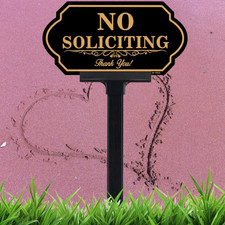 No Soliciting Sign for House with Stake - 50-Mil Thick Aluminum - 5X10 Inch/37