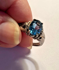Vintage Sterling Silver- .925 F Blue Topaz Ring Size 6 3/4 Great Color