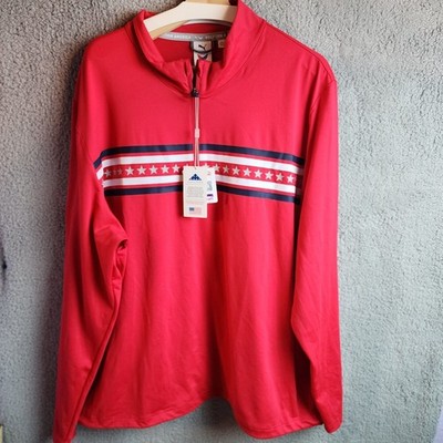 PUMA Mens Pullover Jacket SPF 50 1/4 Zip RED America Stars and Bars Size 2XL NEW