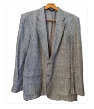 Vintage Lands End Mens 46 x 32 Gray Silk Sport Coat Jacket Vented Made in USA
