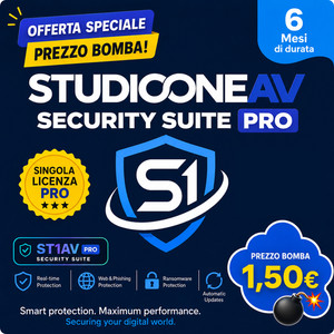 StudioOneAV Security Suite / 6 MESI 1 PC WINDOWS 11 Antivirus/Firewall OFFERTA!!