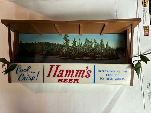 Vintage Hamm's Beer Lighted Sign Wall Display Bar Decor 23"X11"