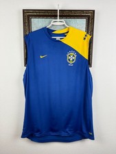 Vintage Nike Brazil Football Train Vest Shirt Jersey Mens Blue Rare Size XL