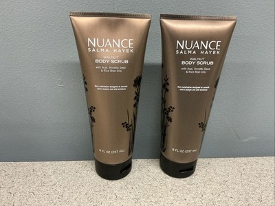 Lot Of 2 New Sealed NUANCE Salma Hayek Walnut Body Scrub. 8 Oz Each Bottle