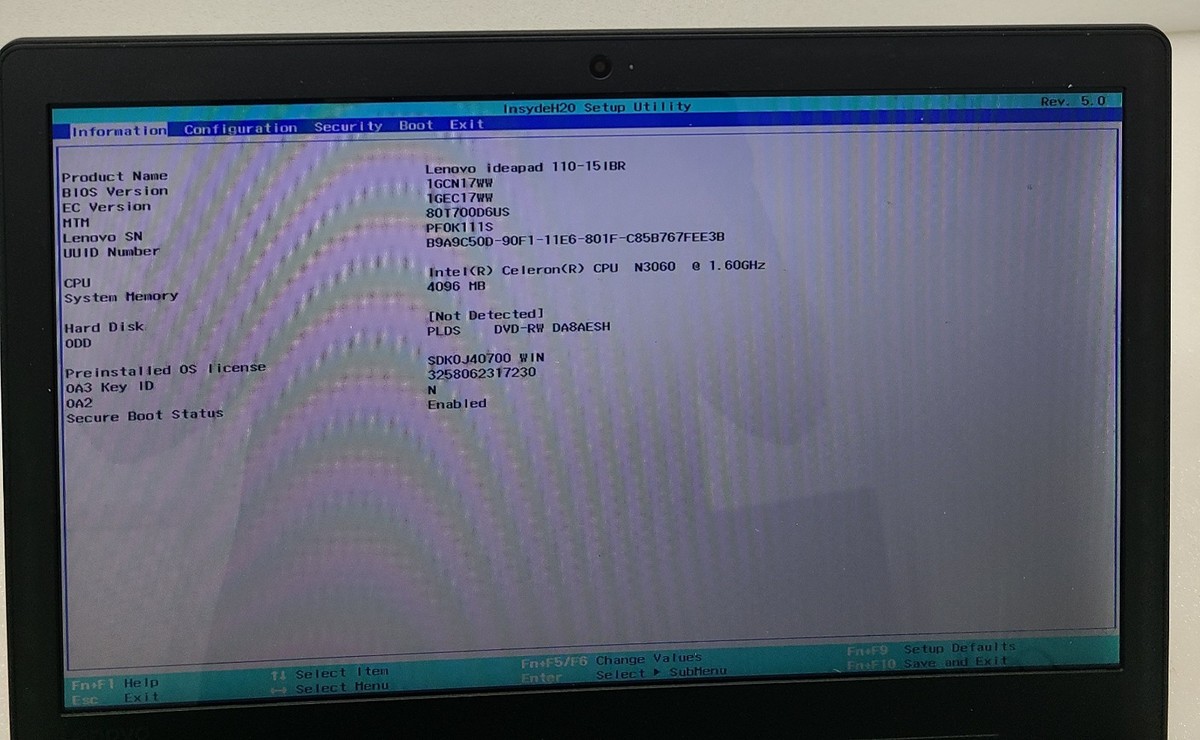 Lenovo IdeaPad 110-15IBR Laptop Intel Celeron N3060 4GB Ram No HD