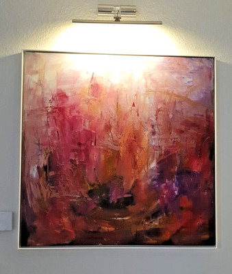 Das Bild ''Wärme'' Acryl auf Leinen hat eine Größe von 90 cm x 90 cm