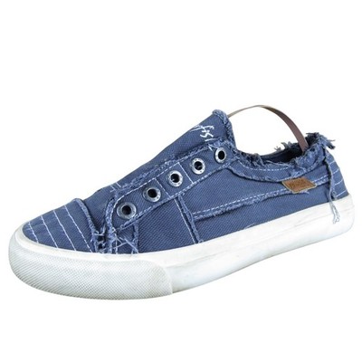 Blowfish Malibu Play Women's 7 Navy Canvas Slip-On Sneakers Distressed Casual