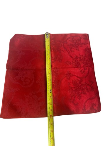 Red Cloth Napkins Set Of 4 Square 16” Damask Satin Wedding Christmas Valentines - Picture 3 of 4