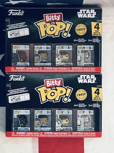LOT OF 2 Funko Bitty Pop Star Wars 4 Pack - Han Solo Carbonite 1/6 CHASE RARE!