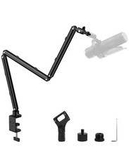 Adjustable Low Profile Mic Arm for Lightweight Mics, Foldable Boom with Desk Cla