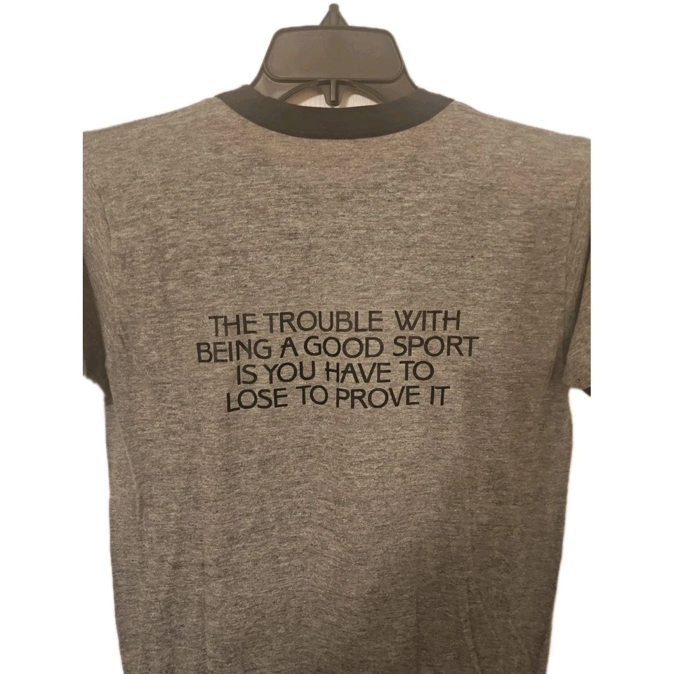 Vintage 1980s United States Rifles Hunting Ringer T-Shirt Gray Large Made In USA - Image 4 of 4