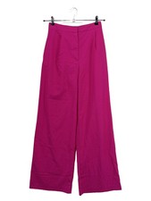 ZARA Pantalone Tessuto Donna S Rosa Vita Alta Gamba Larga Elegante
