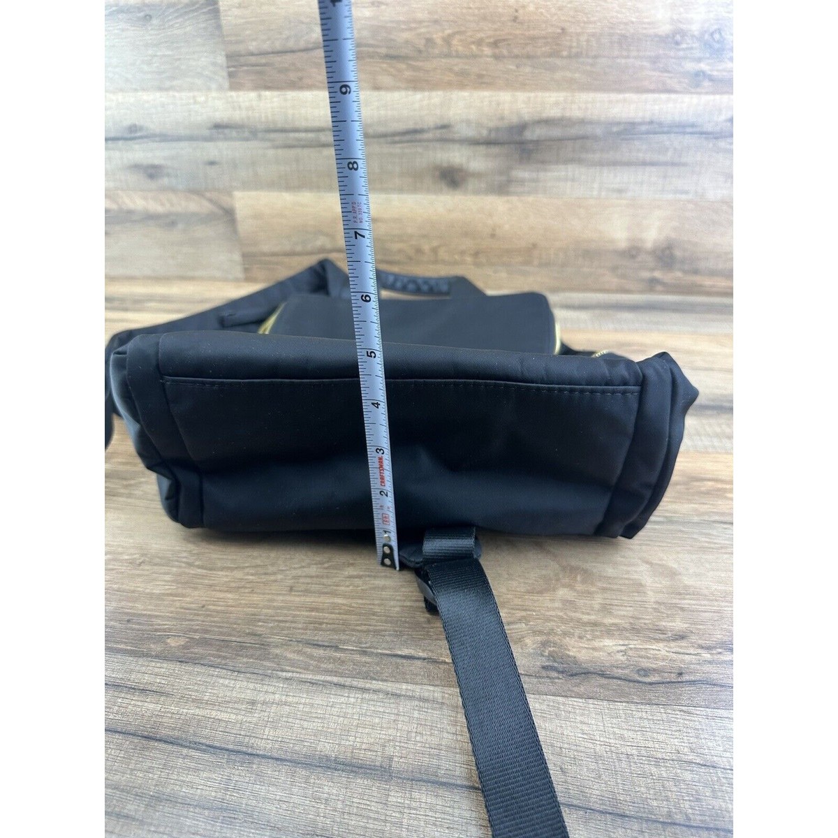 Allancia Black Nylon Backpack Front Pocket With Gold 