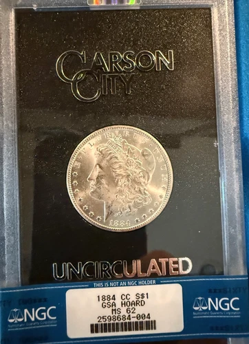 1884 CC $1 CARSON CITY GSA Hoard NGC MS62 Morgan Silver Dollar  w/Box and COA