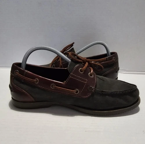 Scarpe da barca mocassino Clarks Active Air in pelle nero marrone da uomo taglia 7 G