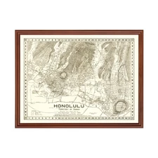 Old Map of Honolulu, HI 1922 - Vintage Honolulu Hawaii Art