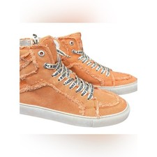 Zadig Voltaire Joy High Flash Orange Canvas High Top Sneakers EU41/US10 NIB