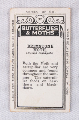 1911 Imperial Tobacco Cigarette Cards, Butterflies and Moths, Lot of 6
