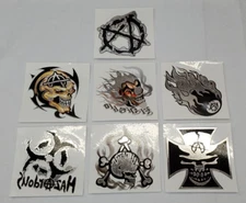 Vending Machine Tattoo Sticker Set Anarchy Chrome Skull Tribal Comic Decal