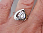 Vintage Sterling Silver Heart Shaped DQ CZ Solitaire Ring Size 5.75 — photo 2