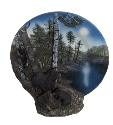 Deko Teller Nordamerikanische Wild Life Szene 3D Harz Rustikal Wohndeko Geschenk 