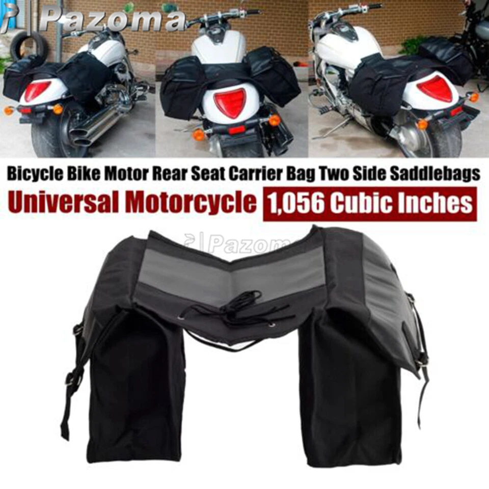 Waterproof Canvass Saddle Bags Luggage Storage Bag Universal For Harley Yamaha - Imagem 2 de 4