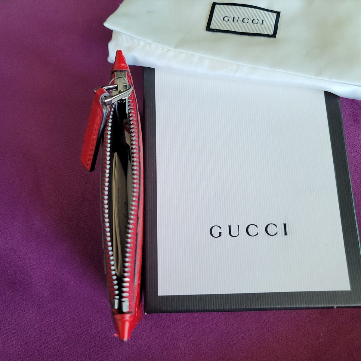 Gucci Wallet Card Holder Red Leather New Unisex Epi | eBay