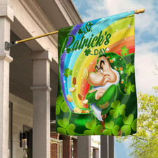 Grumpy Dwarf Happy St Patrick's Day Shamrock Clovers Lucky Vibes GOC HOUSE FLAG
