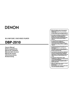 Denon DBP-2010 Blu-ray Player Owners Instruction Manual | eBay