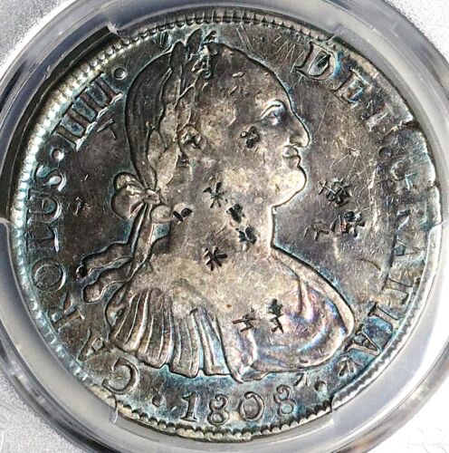 1808 PCGS VF Mexico 8 Reales Chopmarks Charles IV Pillars Silver Coin (25022603C