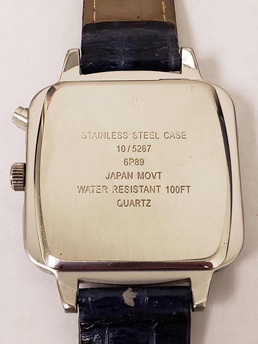 Anne Klein AK Navy Blue Day Date DOW 24-HR Red White Blue Square Face Watch Anne Klein AK Navy Blue Day Date DOW 24-HR Red White Blue  main image 4