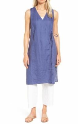 strapless linen blend mini dress Linen Blend Strapless Mini Dress with Cut Out Back Detail M / Blue main image 0
