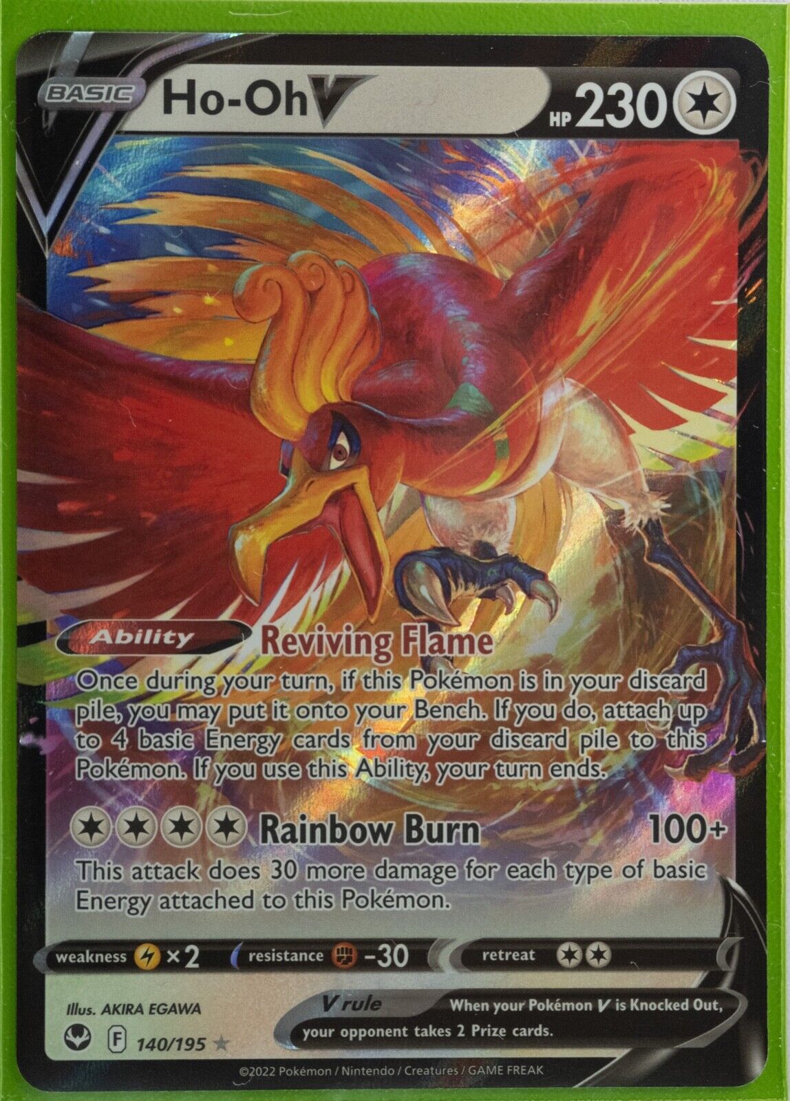 Ho-Oh V 140/195 Carte Pokémon Rare Ultra-Rare SWSH Tempête Argent :  : Jeux et Jouets