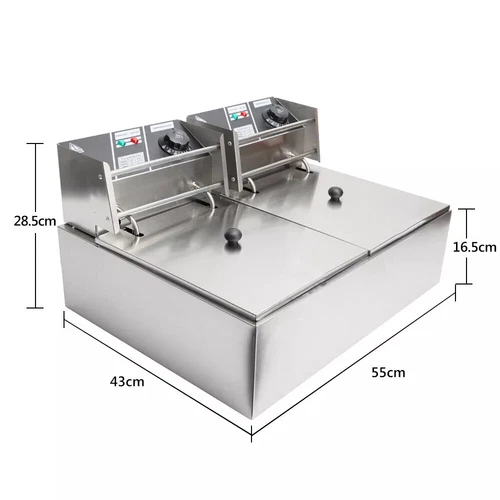 20L Commercial Electric Deep Fryer Fat Chip Twin Dual Tank Stainless Steel 5000W - Picture 8 of 28