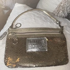 Coach Poppy Gold Sequined XL Spotlight Wristlet Clutch Purse RARE! NWOT MSRP$128