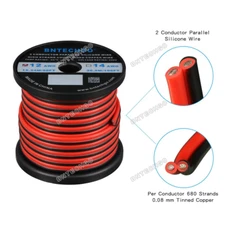 12 Gauge 2 Conductor Parallel Silicone Wire 200 deg C 50 feet Tinned Copper Wire
