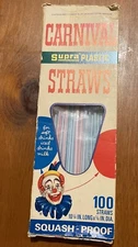 Carnival King Supra Plastic Straws Scoopy Clown - Partial Box (33) 1972 vintage