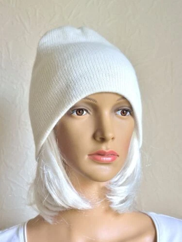 手工 100% 羊绒白色帽子女