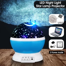 Rotating LED Galaxy Starry Night Light Projector Star Sky Moon Lamp Party Gift