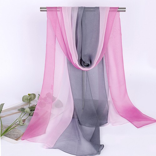 160*50cm Frauen Seidenschal Quadratische Schals Gradient Bunte Denken Kopftuch - Picture 27 of 28