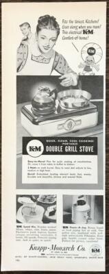 1948 Knapp-Monarch Double Grill Stove Print Ad Fits Tinest Kitchens and Portable