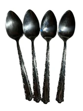 🔥 4 Vintage Oneida Deluxe Stainless 6.5” Dinner Spoons Silverware Flatware 🔥