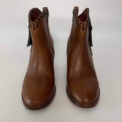 Trask Boots Brown Chelsea Zipper Leather Tassel Western  display picture 2