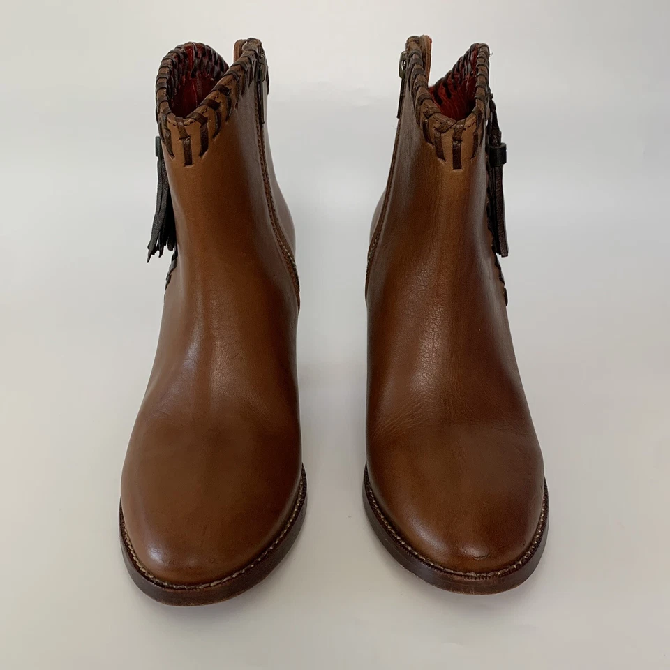 Trask Boots Brown Chelsea Zipper  Leather Tassel Western Mexico  Size 6 B - Image 2 of 4